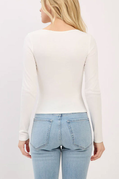 Crew Neck Lace & Bow Detail Long Sleeve Top