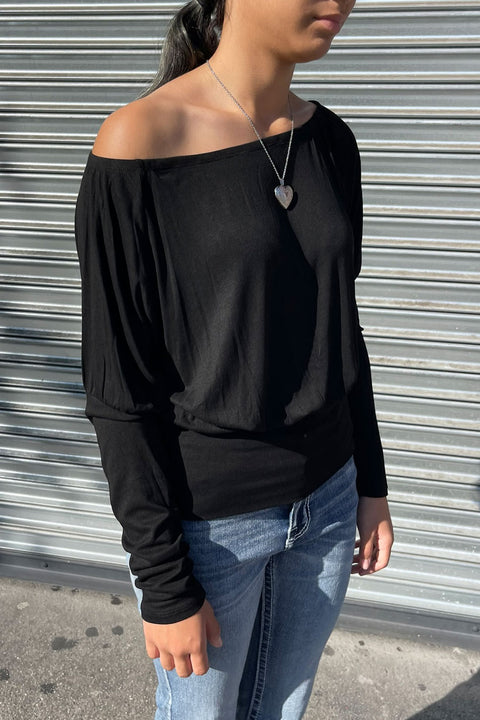 2000s Off-The-Shoulder Dolman Long Sleeve Top