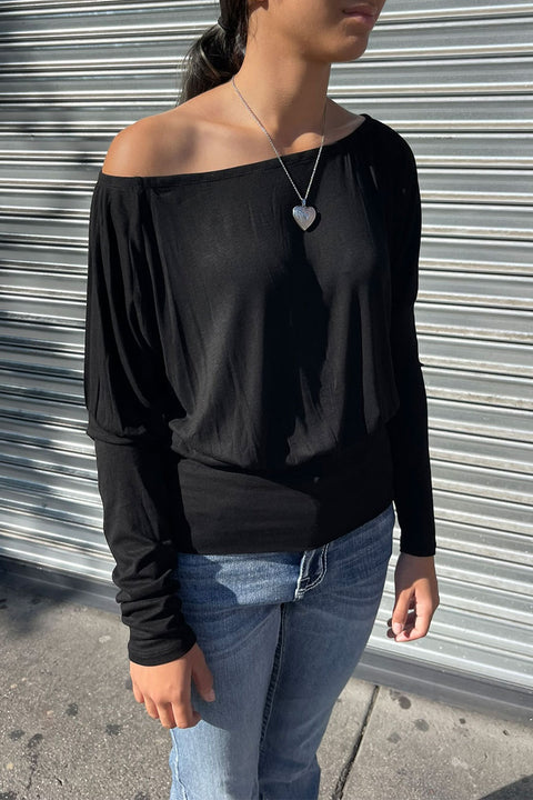 2000s Off-The-Shoulder Dolman Long Sleeve Top