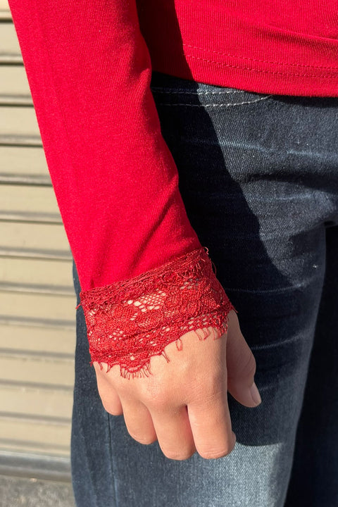 Y2K Grunge Gothic Graphic Print Off-The-Shoulder Long Sleeve Top with Lace Detail