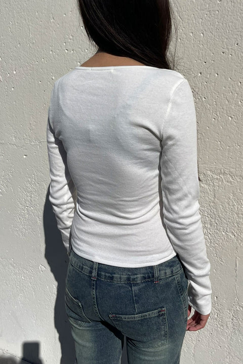 Crew Neck Lace & Bow Detail Long Sleeve Top