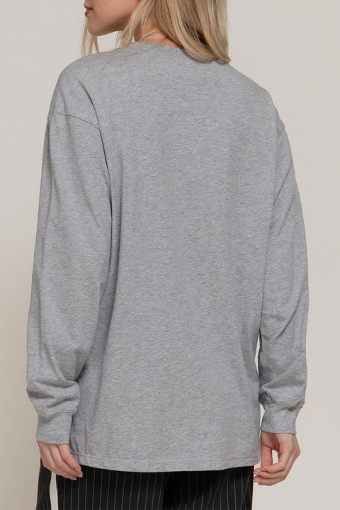 Basic Long Sleeve Round Neck Oversized Cotton Tee