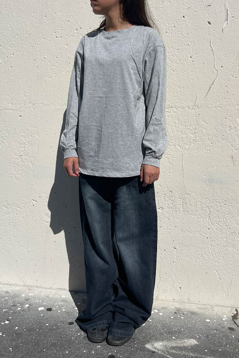 Basic Long Sleeve Round Neck Oversized Cotton Tee