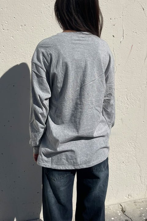 Basic Long Sleeve Round Neck Oversized Cotton Tee