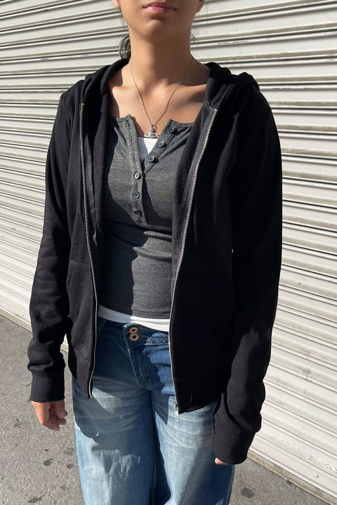 Fleece Relaxed Fit Full Zip-Up Hoodie Jacket