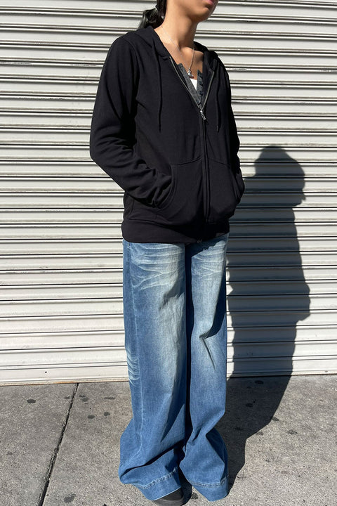 Fleece Relaxed Fit Full Zip-Up Hoodie Jacket