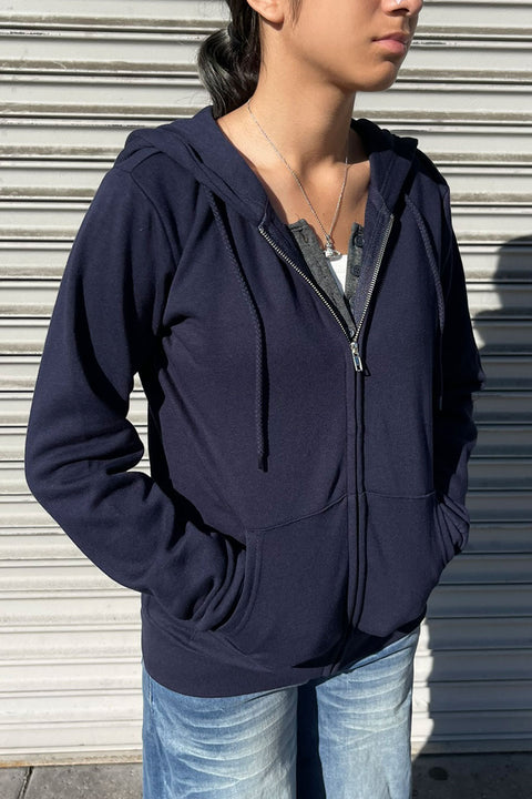 Fleece Relaxed Fit Full Zip-Up Hoodie Jacket