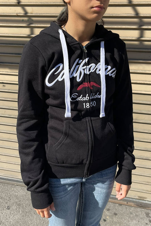 California Bird Fleece Zip-Up Hoodie Jacket