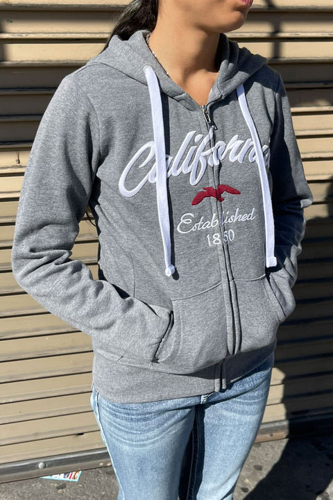 California Bird Fleece Zip-Up Hoodie Jacket