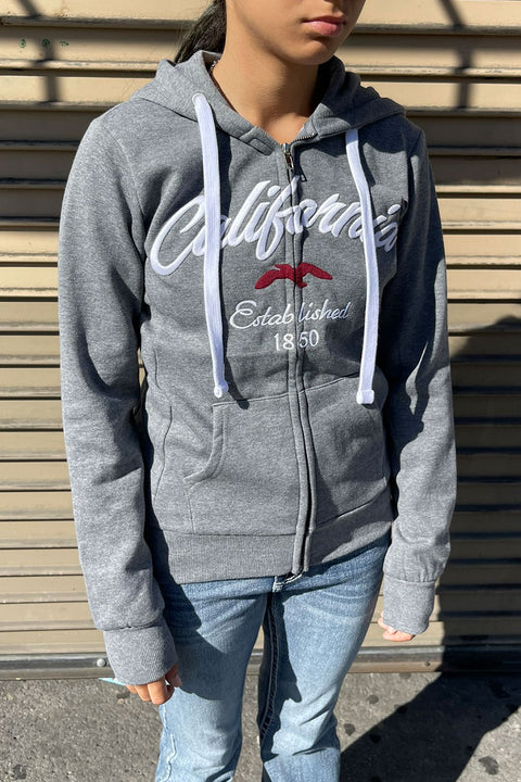 California Bird Fleece Zip-Up Hoodie Jacket