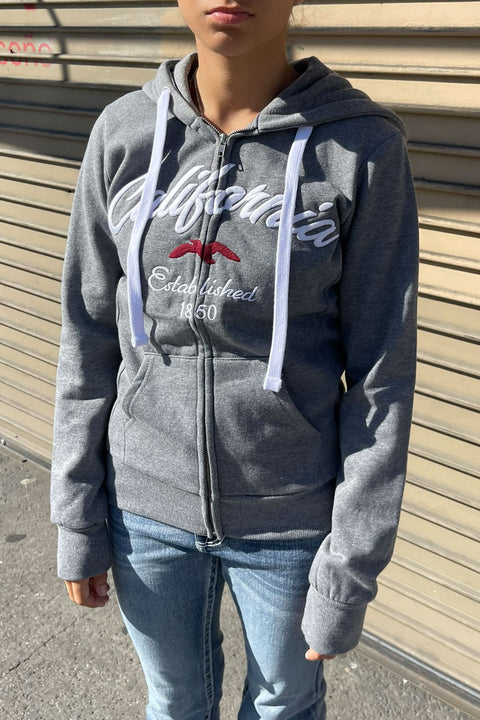 California Bird Fleece Zip-Up Hoodie Jacket