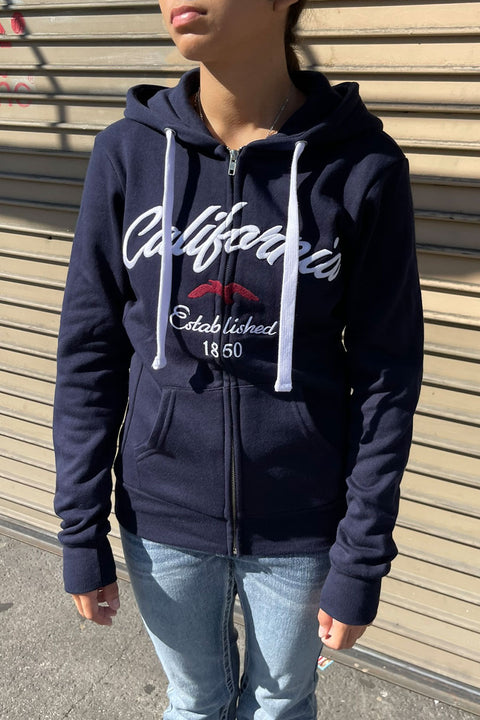 California Bird Fleece Zip-Up Hoodie Jacket