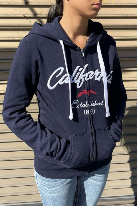 California Bird Fleece Zip-Up Hoodie Jacket