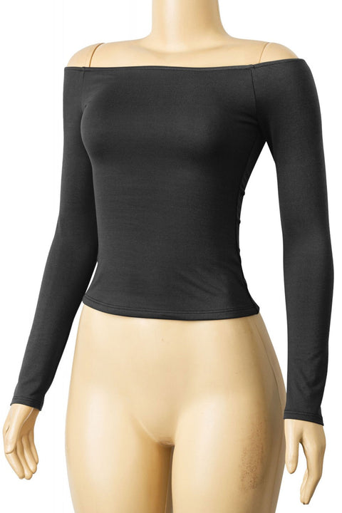Tresser™ Long Sleeve Off Shoulder Casual Double-Layered Top