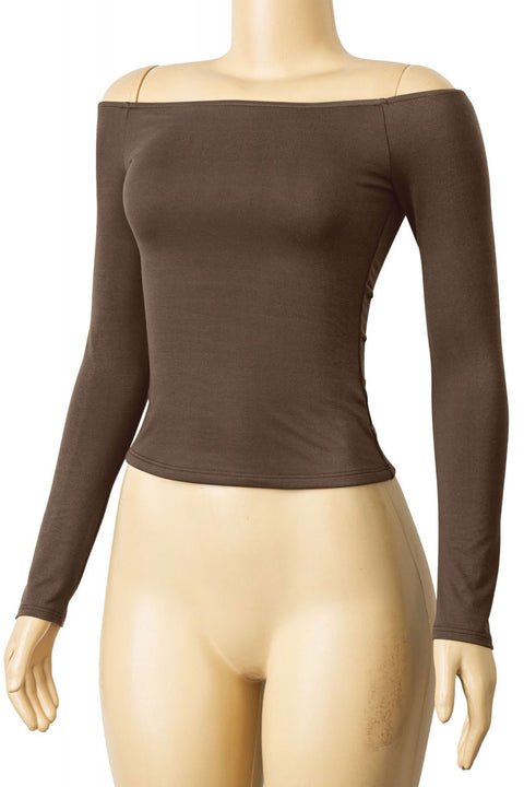 Tresser™ Long Sleeve Off Shoulder Casual Double-Layered Top