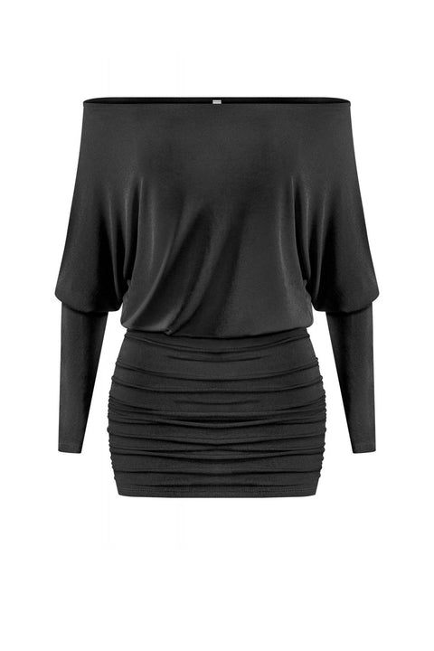 2000s Off-The-Shoulder Dolman Long Sleeve Mini Dress