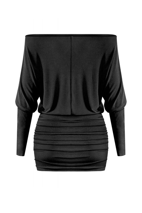 2000s Off-The-Shoulder Dolman Long Sleeve Mini Dress