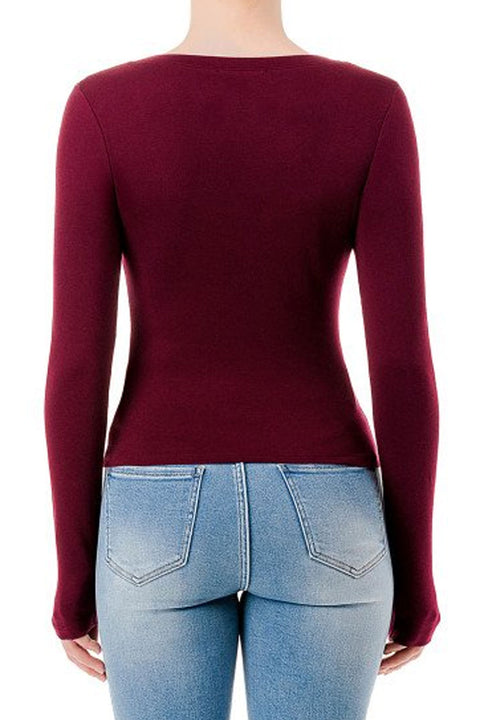 Basic Scoop Neck Brushed Jersey Long Sleeve Top