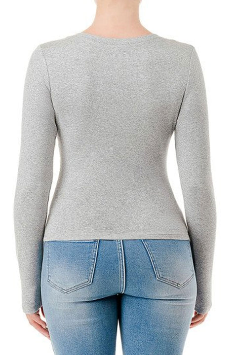 Basic Scoop Neck Brushed Jersey Long Sleeve Top