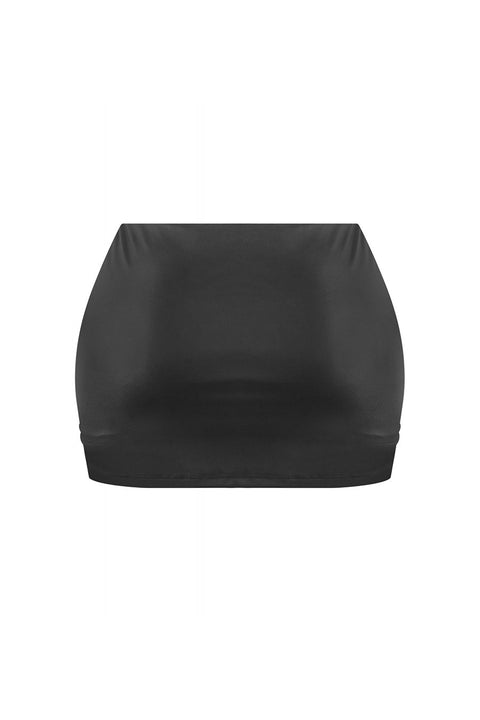 Tresser™ Faux Leather Low-Waisted Mini Skorts with Side Slits