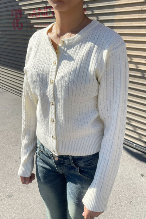 Cozy Cable Knit Long Sleeve Crop Cardigan Sweater Top