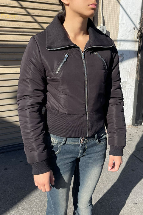 Puffer Cropped Jacket With Front Zipper Detail