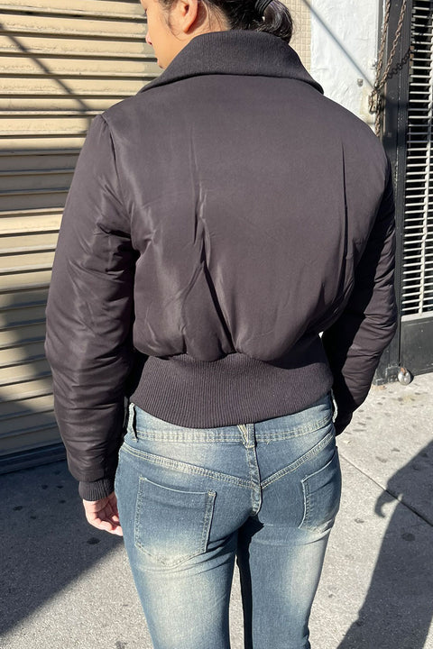 Puffer Cropped Jacket With Front Zipper Detail