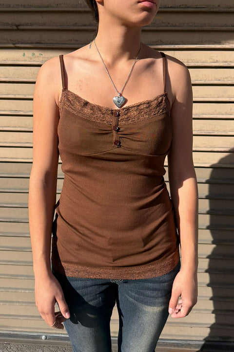 2000s Essential Double-Lace Henley Longline Cami Tank Top