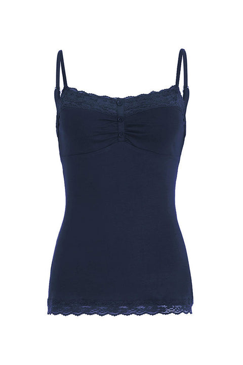 2000s Essential Double-Lace Henley Longline Cami Tank Top