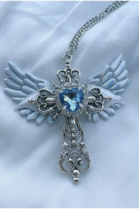 Gothic Angel Wing & Cross Y2K Pendant Necklace