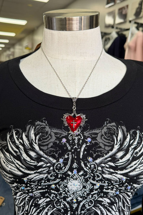 Gothic Wild Thorn Heart Y2K Pendant Necklace