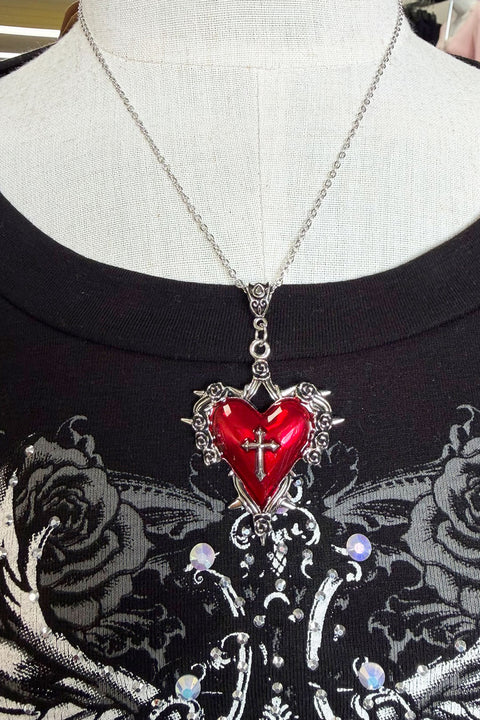 Gothic Wild Thorn Heart Y2K Pendant Necklace