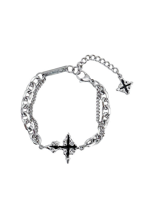 Y2K Gothic Steel Cross Charm Chain Bracelets