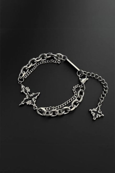 Y2K Gothic Steel Cross Charm Chain Bracelets