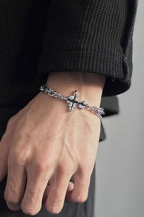 Y2K Gothic Steel Cross Charm Chain Bracelets