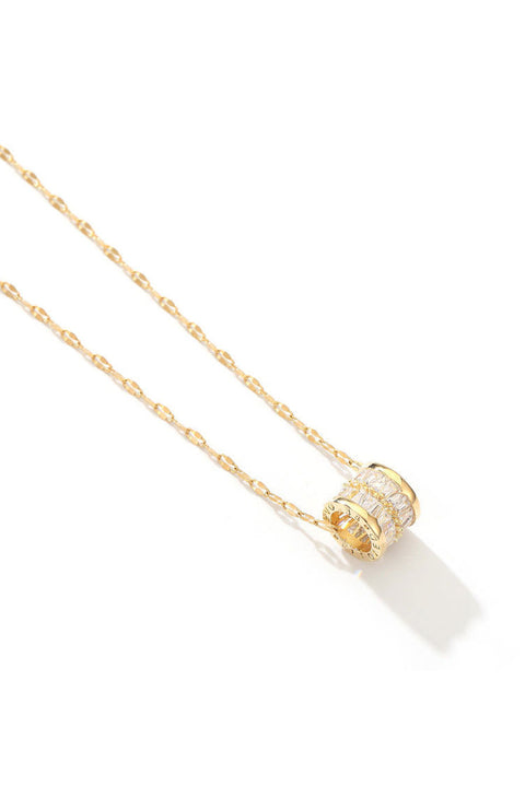 18K Gold Plated Stainless Steel Rhinestone Circle Pendant  Necklace