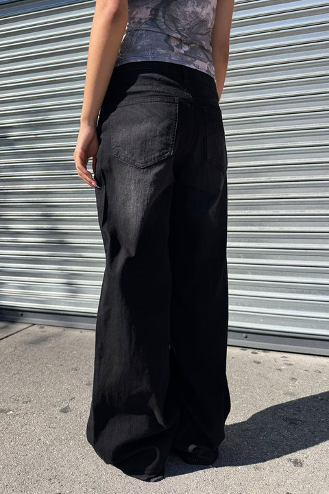 WAXJEAN Low Rise Basic Wide Leg Jean with Good Stretch