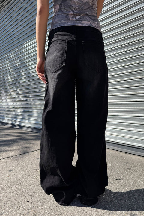 WAXJEAN Low Rise Basic Wide Leg Jean with Good Stretch