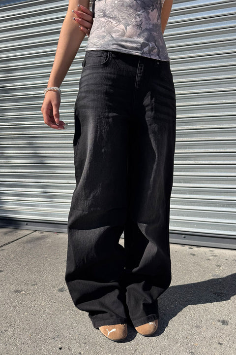 WAXJEAN Low Rise Basic Wide Leg Jean with Good Stretch