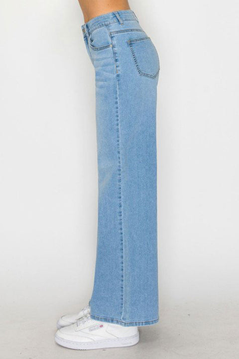 WAXJEAN Low Rise Basic Wide Leg Jean with Good Stretch