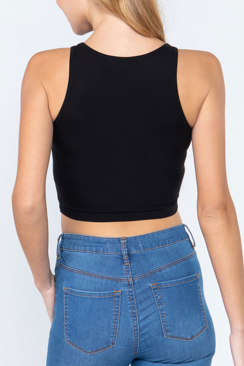 Basic Halter Neck Cotton Crop Top