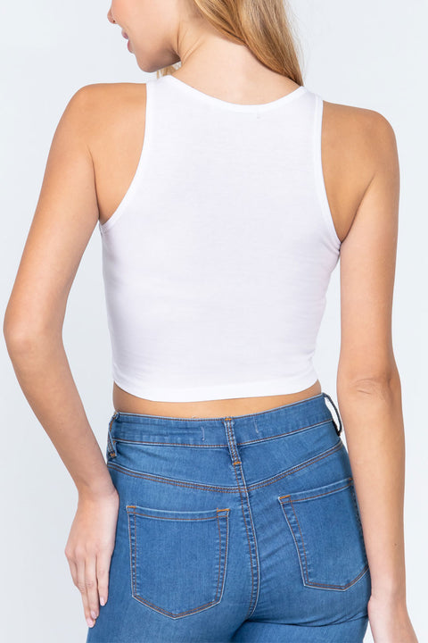 Basic Halter Neck Cotton Crop Top
