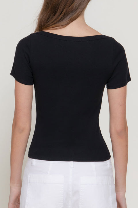 "Los Angeles" Graphic Shorts Sleeve Boat Neck Top