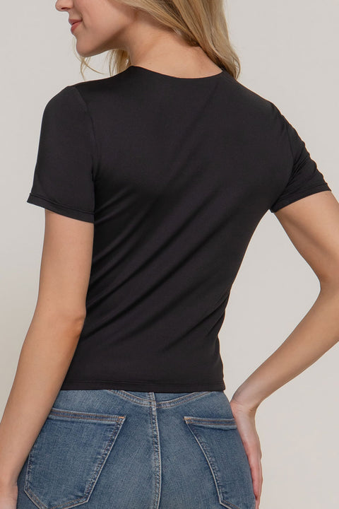 Basic Short Sleeve Double Layer ITY Knit Top