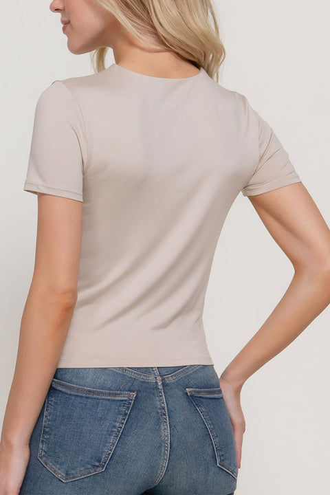Basic Short Sleeve Double Layer ITY Knit Top