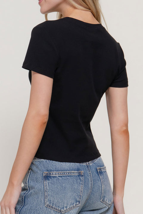 Basic Short Sleeve Crew Neck Rib Tee