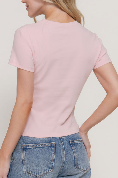 Basic Short Sleeve Crew Neck Rib Tee