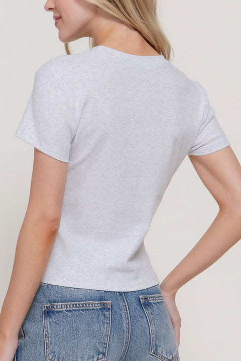 Basic Short Sleeve Crew Neck Rib Tee