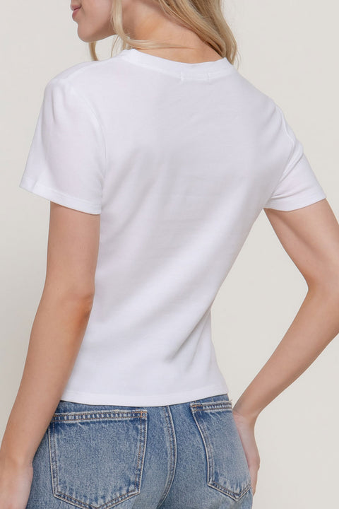 Basic Short Sleeve Crew Neck Rib Tee