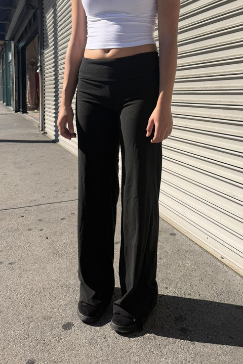 Basic Low-Rise Soft Wide Leg Fold Over Lounge Pants